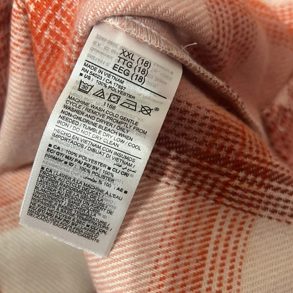 OLD NAVY Girls Pink & Orange Plaid Shacket NWT Size XXL 18